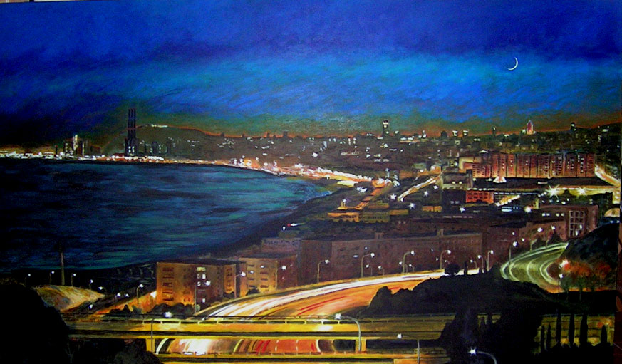 Barcelona vista des de Mongat Acrílic sobre tela 195 x 130 cm