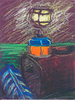 De càmping Pintura al pastel 17 x 13 cm