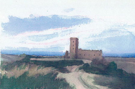 Castell al capvespre Aquarel·la 15 x 23 cm