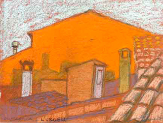 Ciutadilla Pintura al pastel 17 x 13 cm