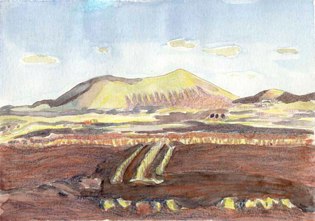 Conreu a Lanzarote Aquarel·la 20 x 29 cm