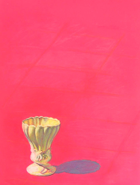 Gerro groc sobre terra vermell Pintura al pastel 65 x 50 cm