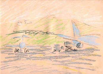 Aeroport de Tenerife Pintura al pastel 24 x 33 cm