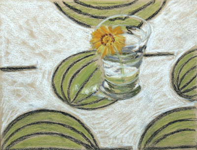 Flor en un got Pintura al pastel 16 x 22 cm