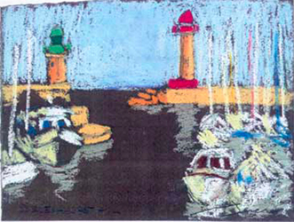 Port de Bàstia, Còrcega Pintura al pastel 17 x 13 cm