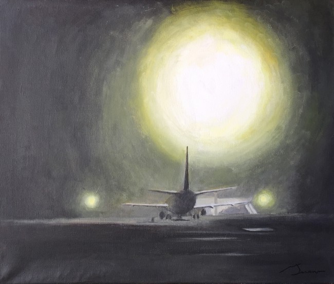 Aeroport de nit Acrílic sobre tela 55 x 46 cm