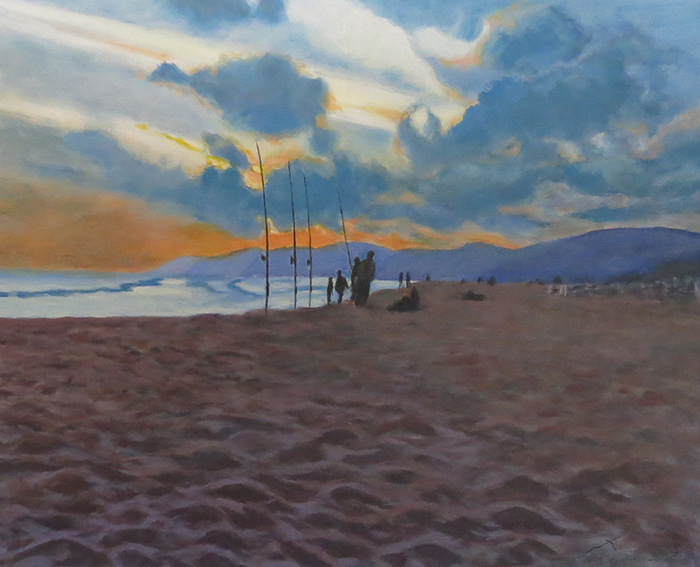 Castelldefels al capvespre Acrílic sobre tela 81 x 65 cm