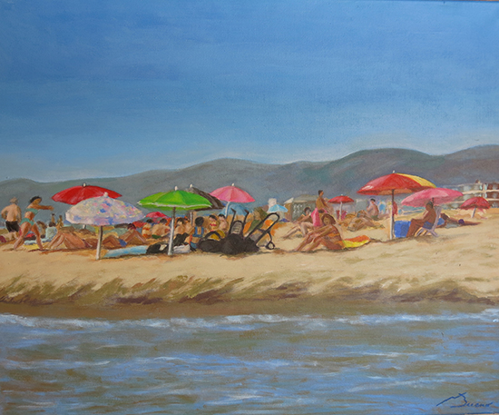 Para-sols a Castelldefels Acrílic sobre tela 73 x 60 cm