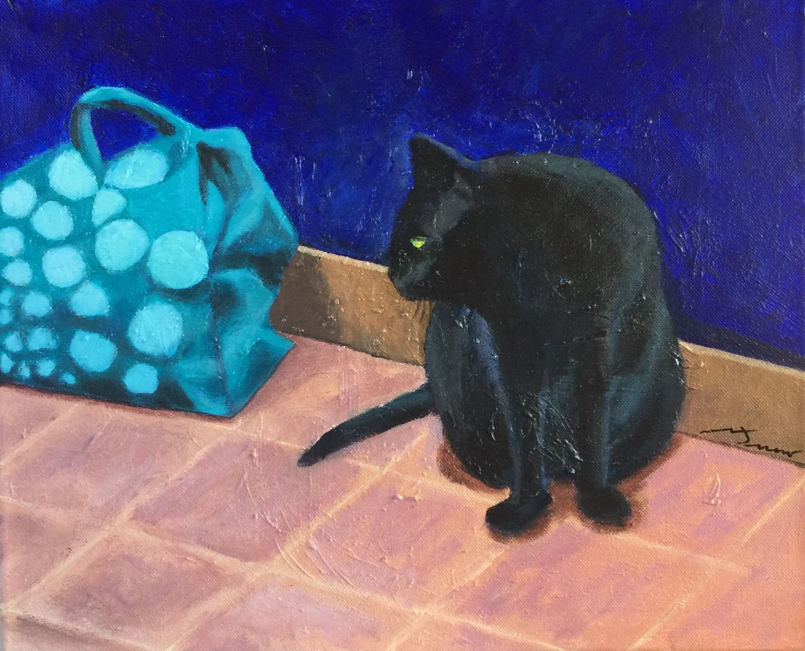 La Kira al pati Acrílic sobre tela Mides46 x 38 cm